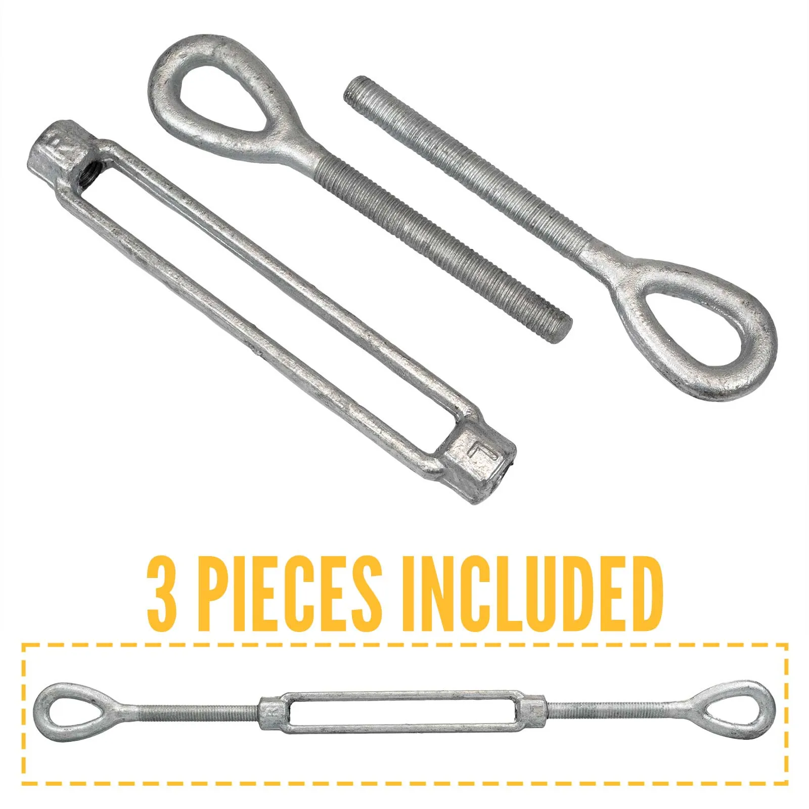 1" x 18" Eye & Eye Galvanized Turnbuckle