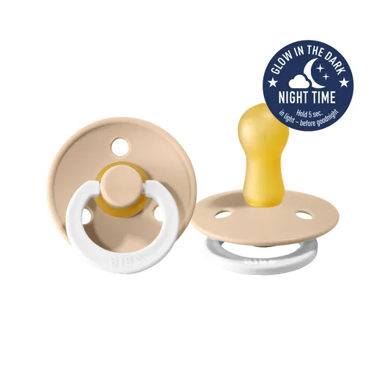 Bibs Dummies/Soothers Night Glow 2 pack Size 1 - Vanilla
