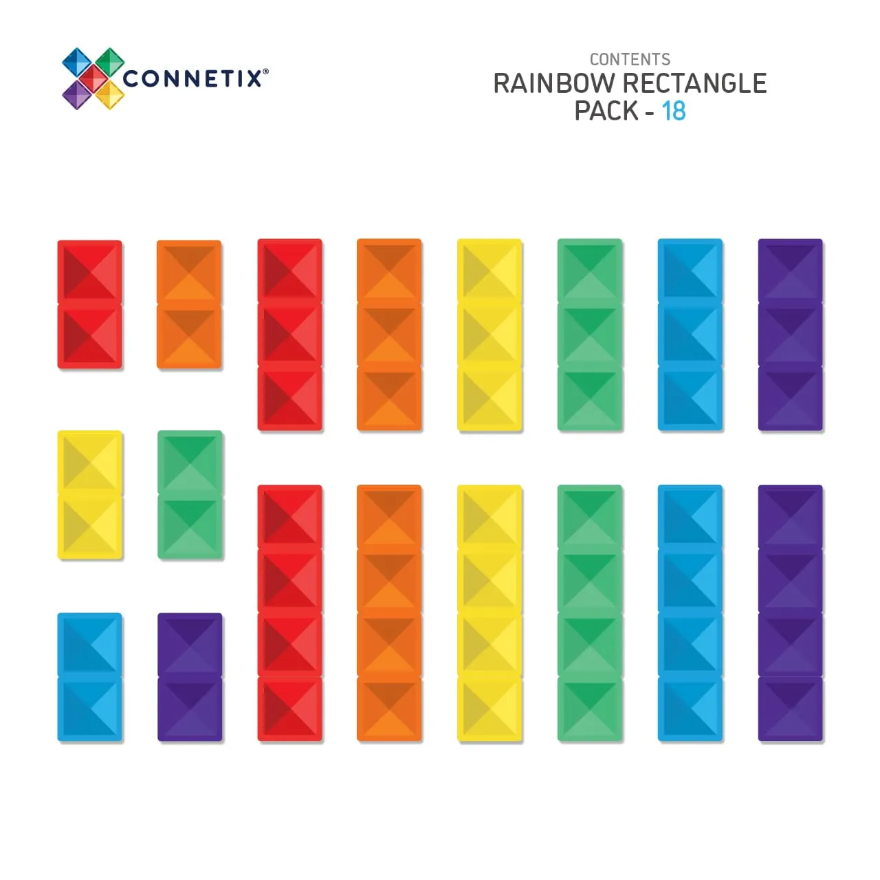 Connetix rainbow rectangle pack 18 piece
