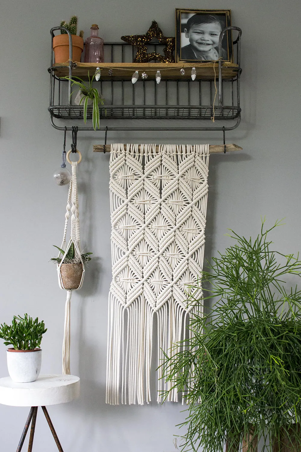Geometric Macrame Wall Hanging - 5mm Braided Cotton Rope - ~100cm L x ~65cm W