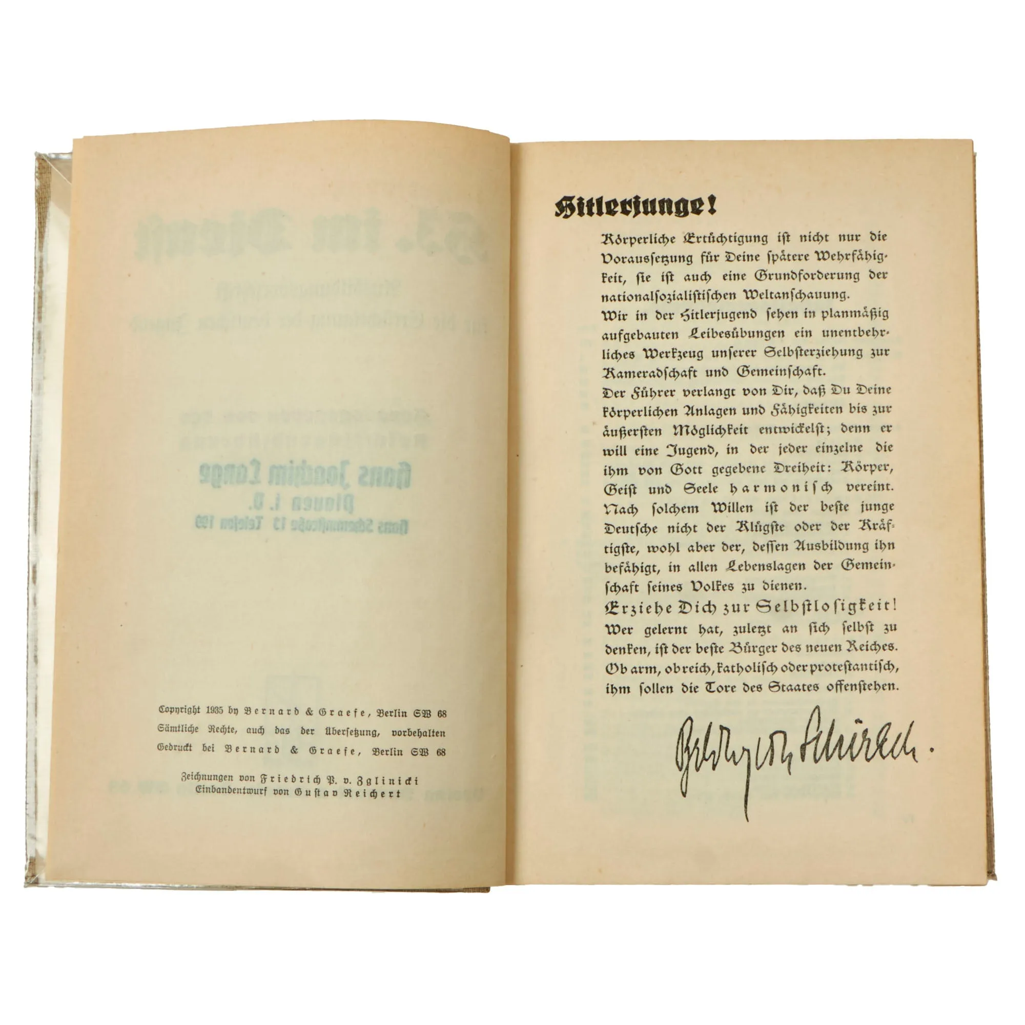 Original German WWII National Socialist Youth Organization H.J. im Dienst Training Guide Book with Shirt Patch Insignia