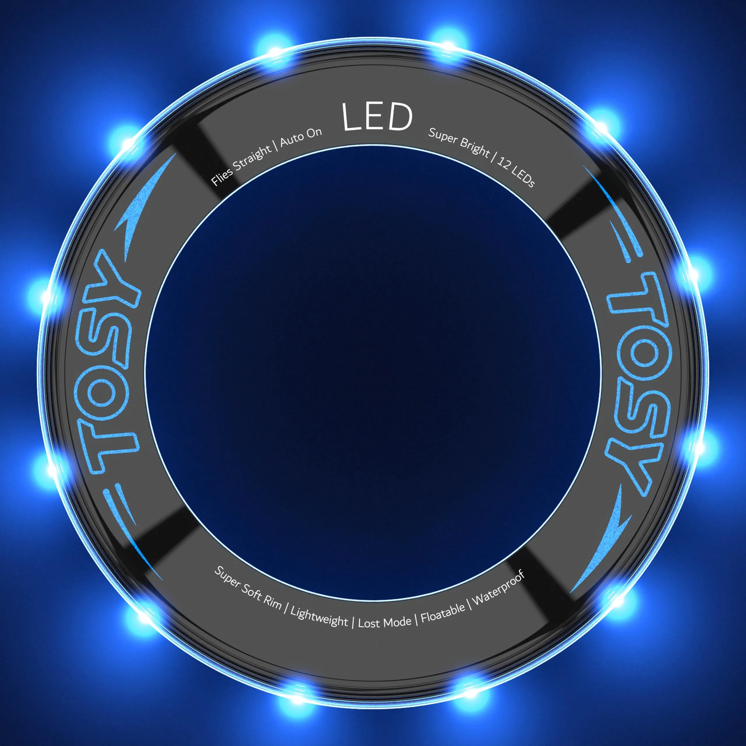 TOSY Flying Ring - 12 LEDs, Super Bright, Lost Mode, Auto Light Up, Safe & Soft, Waterproof, Lightweight, Birthday, Camping Toy, Easter Gift for Kid/Boy/Girl