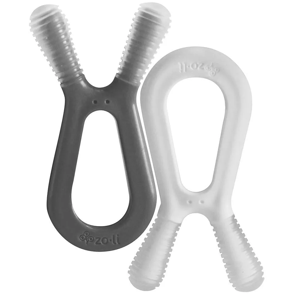 ZoLi Bunny dual nub Teethers Grey White